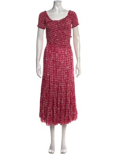 Pre-owned Poupette St Barth Printed Long Dress In Pink