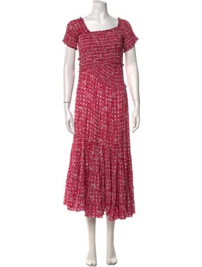 Pre-owned Poupette St Barth Printed Long Dress In Pink