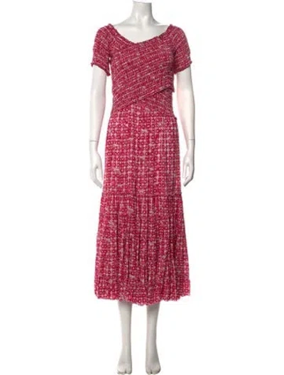 Pre-owned Poupette St Barth Printed Long Dress In Pink