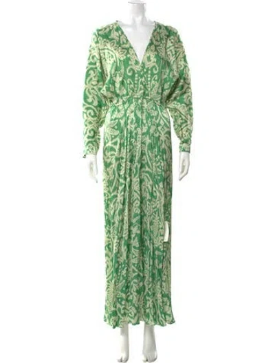 Pre-owned Poupette St Barth Printed Long Dress W/ Tags In Green