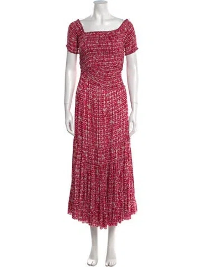Pre-owned Poupette St Barth Printed Long Dress W/ Tags In Pink