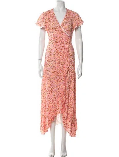 Pre-owned Poupette St Barth Printed Long Dress W/ Tags In Pink
