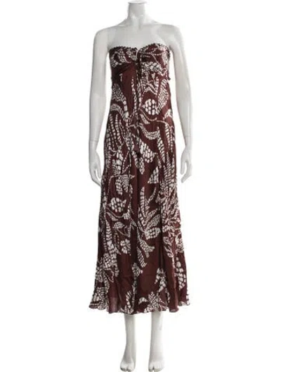 Pre-owned Poupette St Barth Printed Long Dress W/ Tags In Red