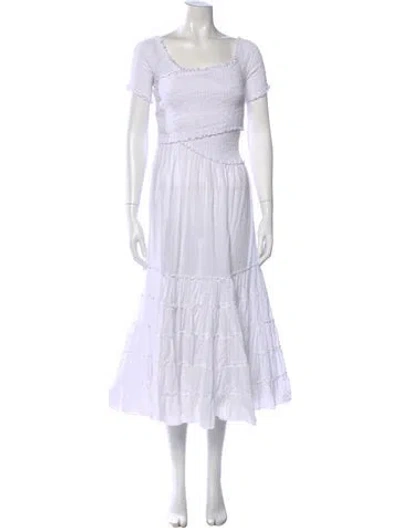 Pre-owned Poupette St Barth Printed Long Dress In White