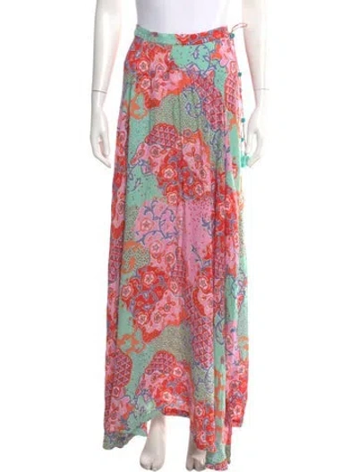 Pre-owned Poupette St Barth Printed Long Skirt In Pink