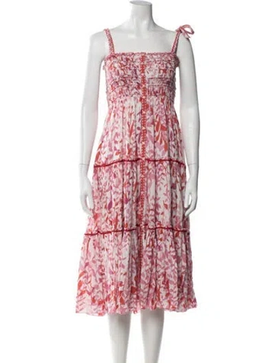 Pre-owned Poupette St Barth Printed Midi Length Dress In Pink
