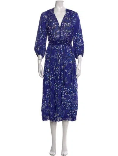 Pre-owned Poupette St Barth Printed Midi Length Dress W/ Tags In Blue