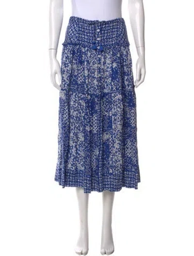 Pre-owned Poupette St Barth Printed Midi Length Skirt In Blue