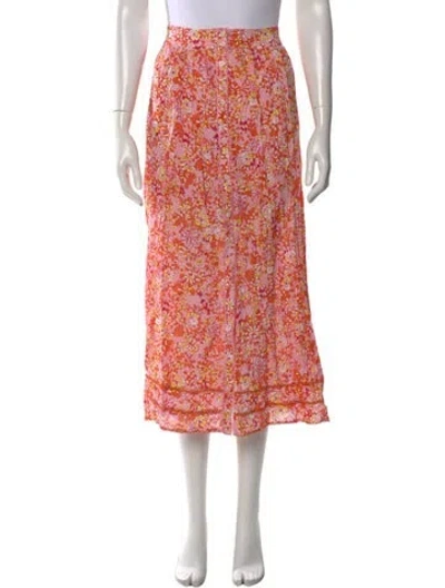 Pre-owned Poupette St Barth Printed Midi Length Skirt In Pink