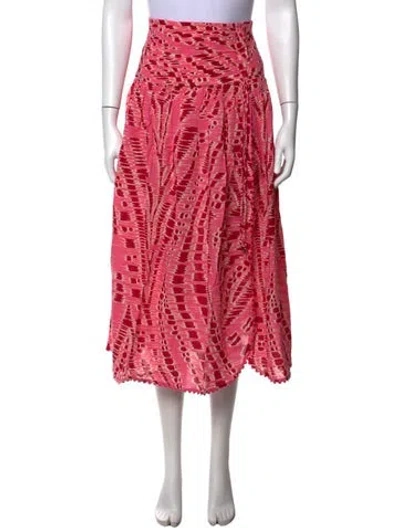 Pre-owned Poupette St Barth Printed Midi Length Skirt In Red