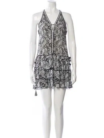 Pre-owned Poupette St Barth Printed Mini Dress In Black