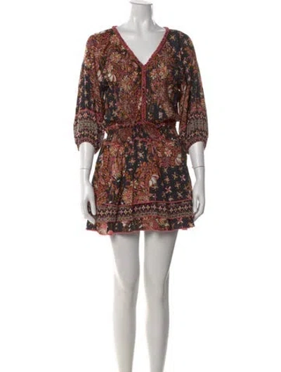 Pre-owned Poupette St Barth Printed Mini Dress In Black