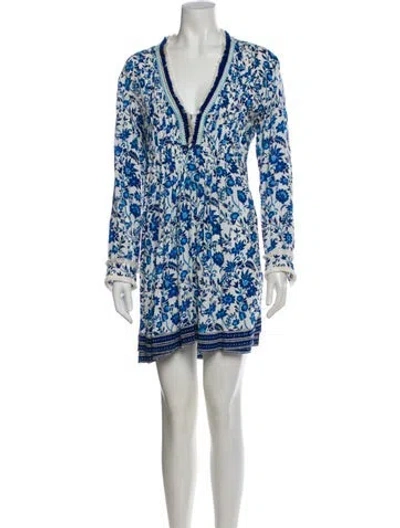 Pre-owned Poupette St Barth Printed Mini Dress In Blue