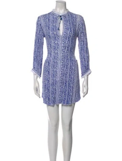 Pre-owned Poupette St Barth Printed Mini Dress In Blue