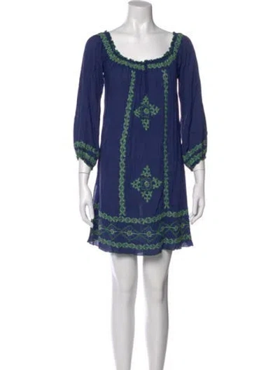 Pre-owned Poupette St Barth Printed Mini Dress In Blue