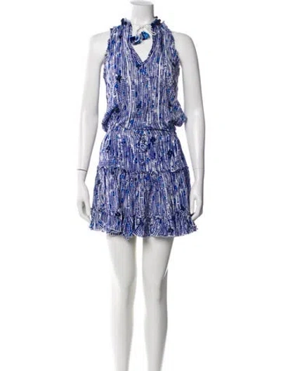 Pre-owned Poupette St Barth Printed Mini Dress In Blue