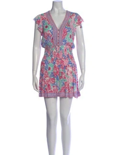 Pre-owned Poupette St Barth Printed Mini Dress In Blue