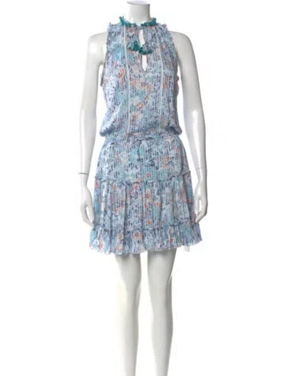 Pre-owned Poupette St Barth Printed Mini Dress In Blue