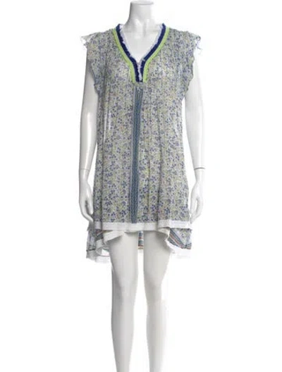 Pre-owned Poupette St Barth Printed Mini Dress In Blue