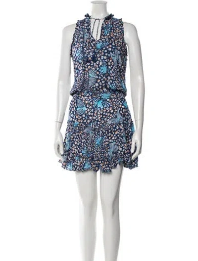 Pre-owned Poupette St Barth Printed Mini Dress In Blue