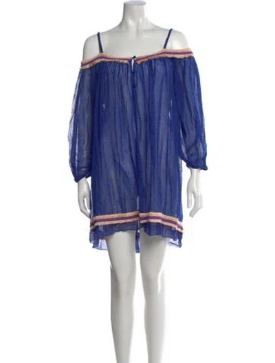 Pre-owned Poupette St Barth Printed Mini Dress In Blue