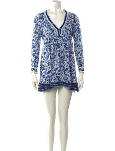 Pre-owned Poupette St Barth Printed Mini Dress In Blue