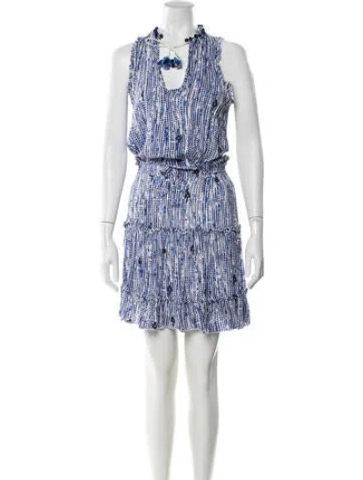 Pre-owned Poupette St Barth Printed Mini Dress In Blue