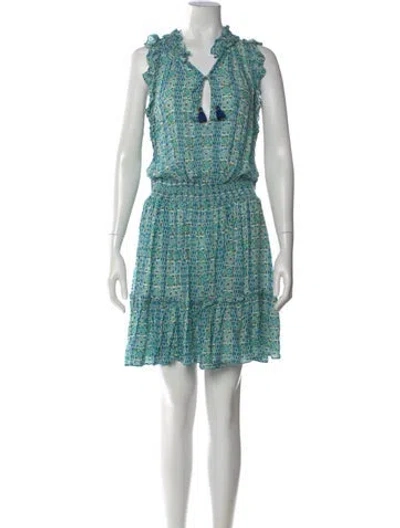 Pre-owned Poupette St Barth Printed Mini Dress In Blue