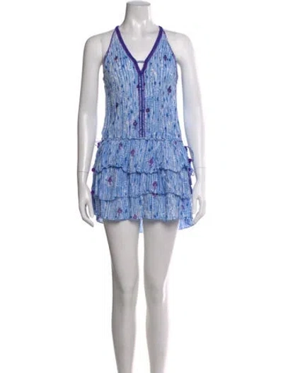 Pre-owned Poupette St Barth Printed Mini Dress In Blue