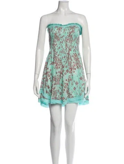 Pre-owned Poupette St Barth Printed Mini Dress In Blue