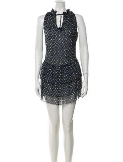 Pre-owned Poupette St Barth Printed Mini Dress In Blue
