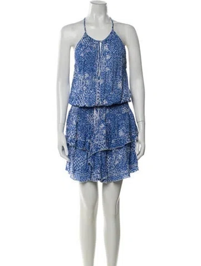 Pre-owned Poupette St Barth Printed Mini Dress In Blue