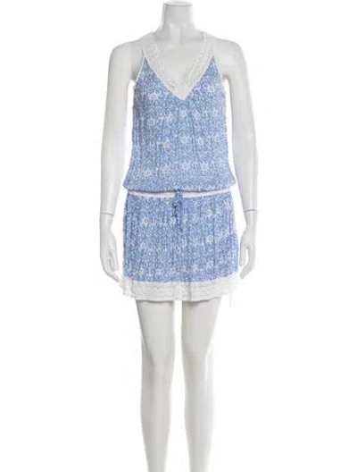 Pre-owned Poupette St Barth Printed Mini Dress In Blue
