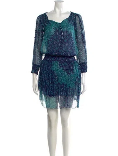 Pre-owned Poupette St Barth Printed Mini Dress In Blue