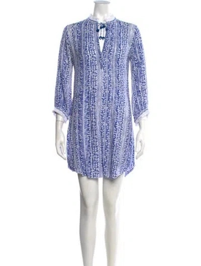 Pre-owned Poupette St Barth Printed Mini Dress In Blue