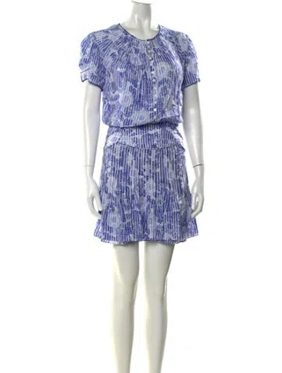 Pre-owned Poupette St Barth Printed Mini Dress In Blue