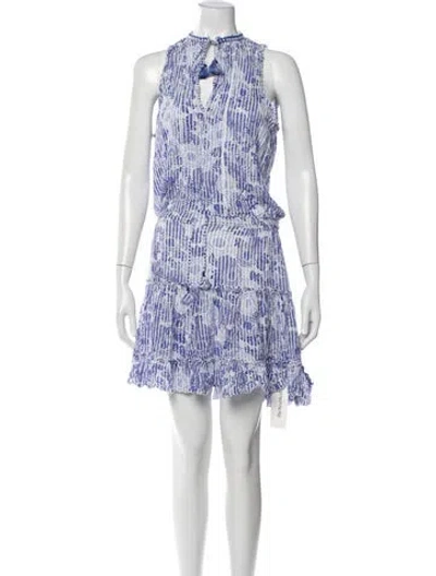 Pre-owned Poupette St Barth Printed Mini Dress In Blue