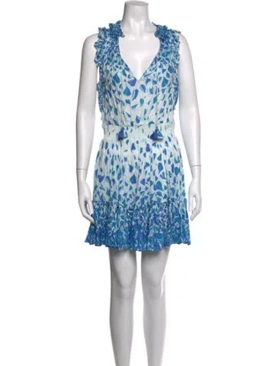 Pre-owned Poupette St Barth Printed Mini Dress In Blue
