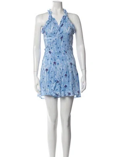 Pre-owned Poupette St Barth Printed Mini Dress In Blue