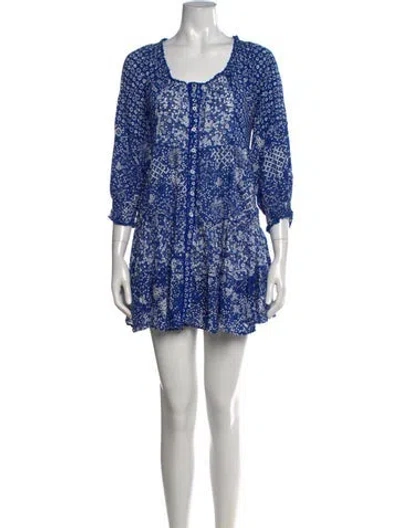 Pre-owned Poupette St Barth Printed Mini Dress In Blue