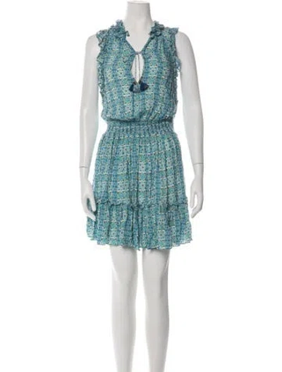 Pre-owned Poupette St Barth Printed Mini Dress In Blue