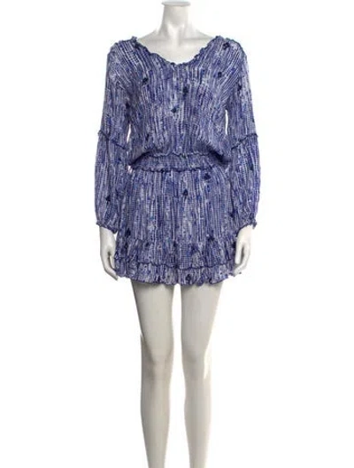 Pre-owned Poupette St Barth Printed Mini Dress In Blue