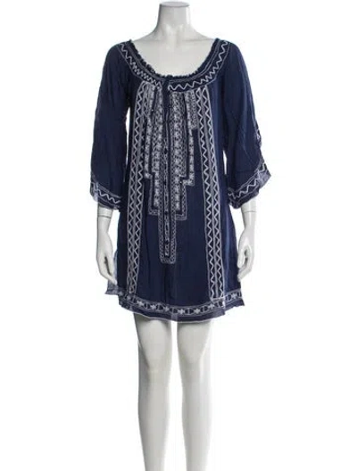 Pre-owned Poupette St Barth Printed Mini Dress In Blue