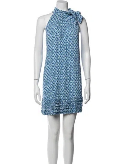 Pre-owned Poupette St Barth Printed Mini Dress In Blue