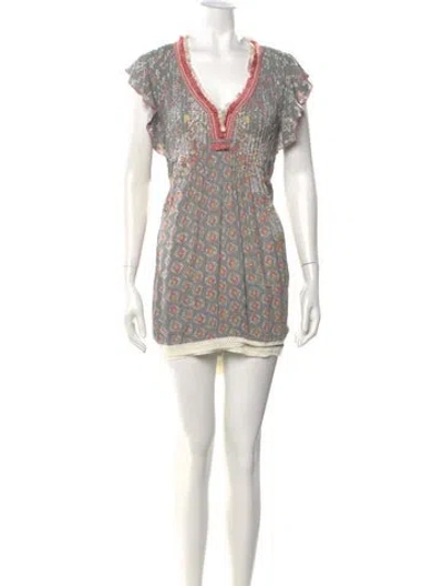 Pre-owned Poupette St Barth Printed Mini Dress In Gray