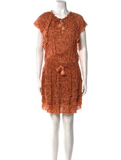 Pre-owned Poupette St Barth Printed Mini Dress In Orange