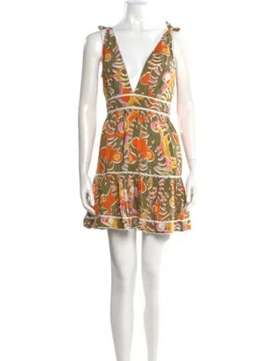 Pre-owned Poupette St Barth Printed Mini Dress In Orange