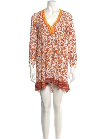 Pre-owned Poupette St Barth Printed Mini Dress In Orange
