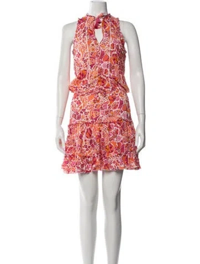 Pre-owned Poupette St Barth Printed Mini Dress In Orange