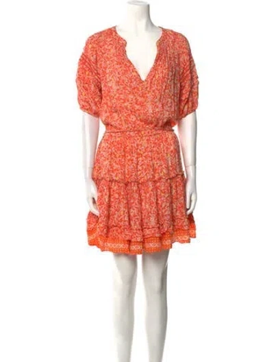 Pre-owned Poupette St Barth Printed Mini Dress In Orange
